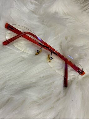 Rimless‎ Red Temple Reading Glasses